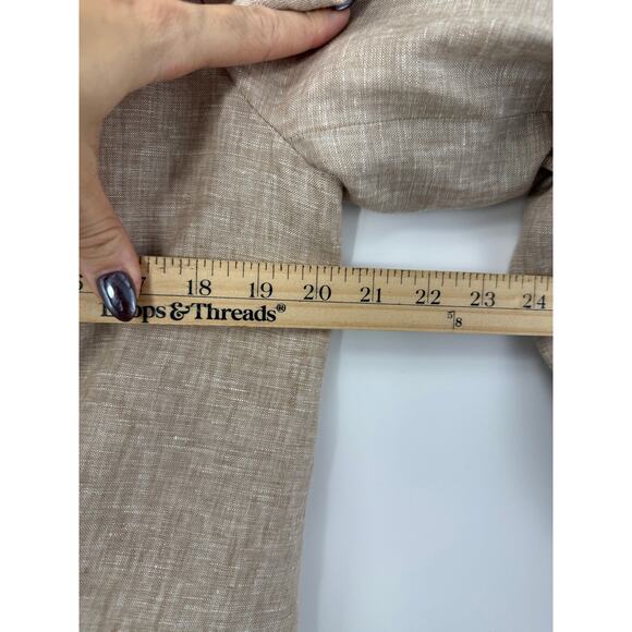 Talbots 100% Linen Double Breasted Cropped Blazer Tan Size 12 Career Neutral - Picture 7 of 9
